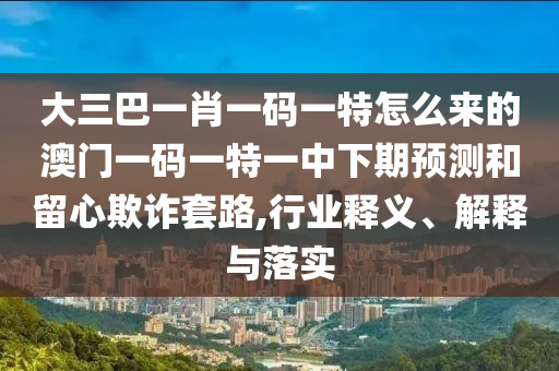 大三巴一肖一码一特怎么来的澳门一码一特一中下期预测和留心欺诈套路,行业释义、解释与落实