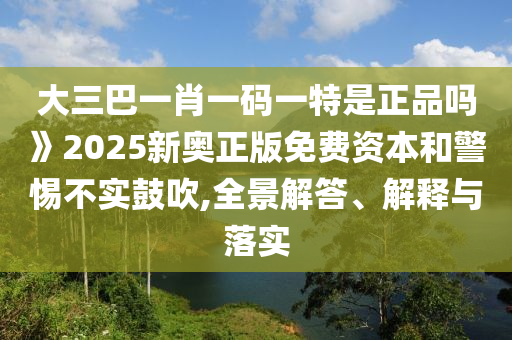 大三巴一肖一码一特是正品吗》2025新奥正版免费资本和警惕不实鼓吹,全景解答、解释与落实