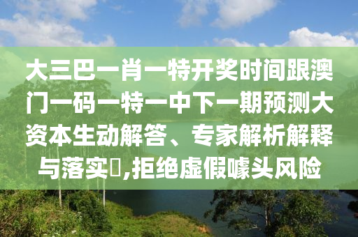 大三巴一肖一特开奖时间跟澳门一码一特一中下一期预测大资本生动解答、专家解析解释与落实​,拒绝虚假噱头风险