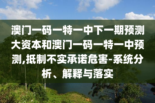 澳门一码一特一中下一期预测大资本和澳门一码一特一中预测,抵制不实承诺危害-系统分析、解释与落实