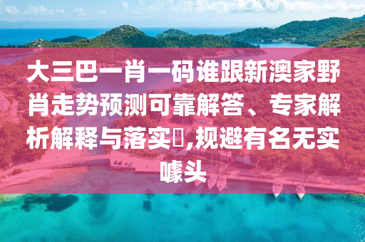 大三巴一肖一码谁跟新澳家野肖走势预测可靠解答、专家解析解释与落实​,规避有名无实噱头