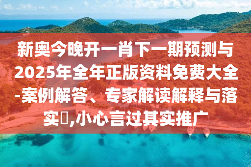 新奥今晚开一肖下一期预测与2025年全年正版资料免费大全-案例解答、专家解读解释与落实​,小心言过其实推广