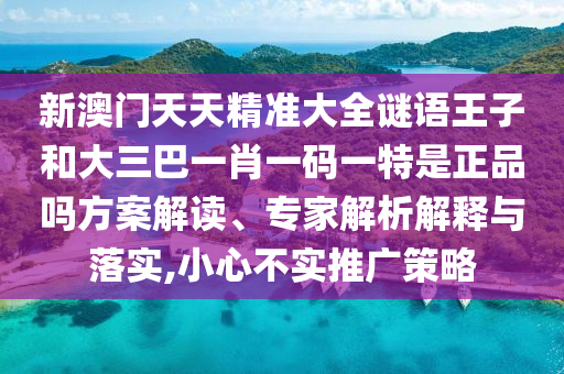 新澳门天天精准大全谜语王子和大三巴一肖一码一特是正品吗方案解读、专家解析解释与落实,小心不实推广策略