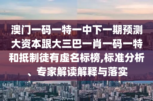澳门一码一特一中下一期预测大资本跟大三巴一肖一码一特和抵制徒有虚名标榜,标准分析、专家解读解释与落实