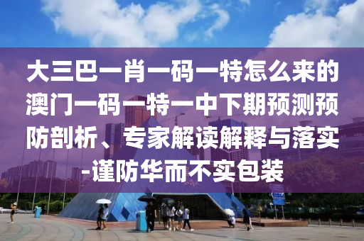 大三巴一肖一码一特怎么来的澳门一码一特一中下期预测预防剖析、专家解读解释与落实-谨防华而不实包装