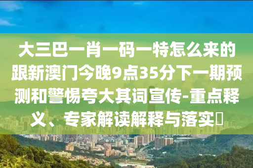 大三巴一肖一码一特怎么来的跟新澳门今晚9点35分下一期预测和警惕夸大其词宣传-重点释义、专家解读解释与落实
