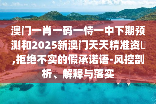 澳门一肖一码一恃一中下期预测和2025新澳门天天精准资枓,拒绝不实的假承诺语-风控剖析、解释与落实
