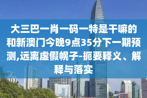 大三巴一肖一码一特是干嘛的和新澳门今晚9点35分下一期预测,远离虚假幌子-扼要释义、解释与落实