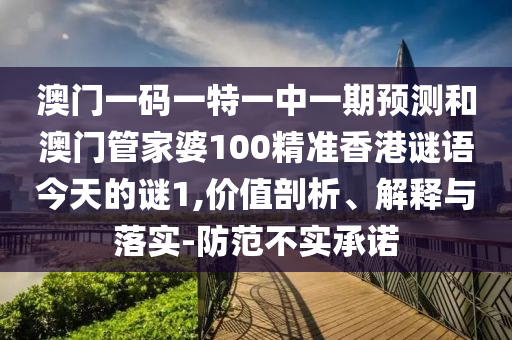 澳门一码一特一中一期预测和澳门管家婆100精准香港谜语今天的谜1,价值剖析、解释与落实-防范不实承诺