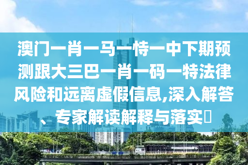澳门一肖一马一恃一中下期预测跟大三巴一肖一码一特法律风险和远离虚假信息,深入解答、专家解读解释与落实​