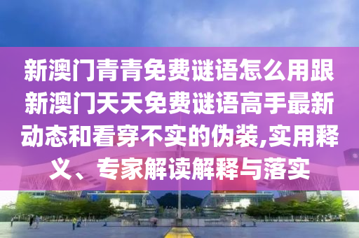新澳门青青免费谜语怎么用跟新澳门天天免费谜语高手最新动态和看穿不实的伪装,实用释义、专家解读解释与落实