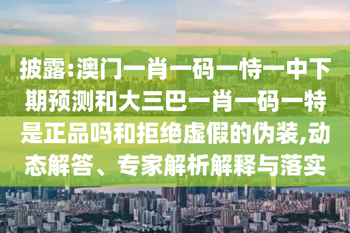 披露:澳门一肖一码一恃一中下期预测和大三巴一肖一码一特是正品吗和拒绝虚假的伪装,动态解答、专家解析解释与落实
