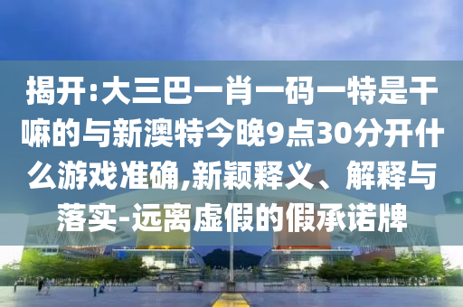 揭开:大三巴一肖一码一特是干嘛的与新澳特今晚9点30分开什么游戏准确,新颖释义、解释与落实-远离虚假的假承诺牌