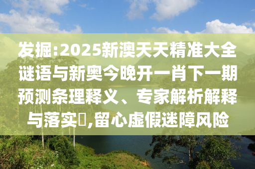 发掘:2025新澳天天精准大全谜语与新奥今晚开一肖下一期预测条理释义、专家解析解释与落实,留心虚假迷障风险