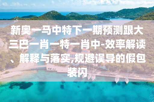 新奥一马中特下一期预测跟大三巴一肖一特一肖中-效率解读、解释与落实,规避误导的假包装闪