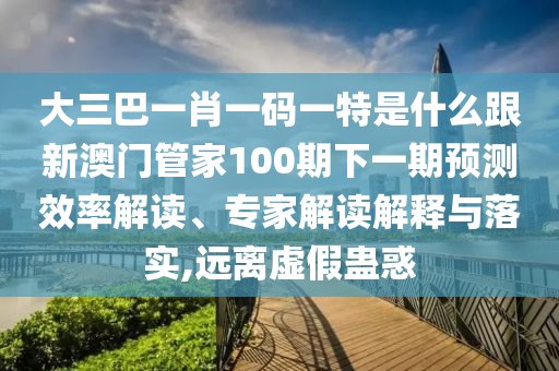 大三巴一肖一码一特是什么跟新澳门管家100期下一期预测效率解读、专家解读解释与落实,远离虚假蛊惑