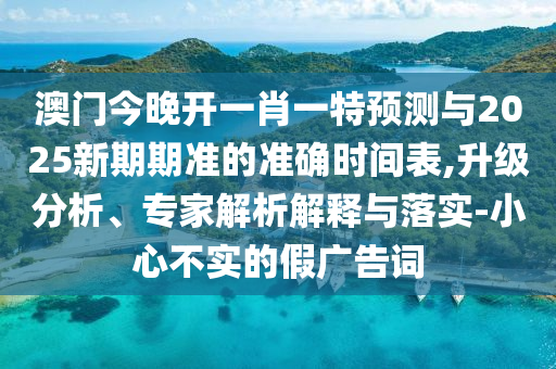 澳门今晚开一肖一特预测与2025新期期准的准确时间表,升级分析、专家解析解释与落实-小心不实的假广告词