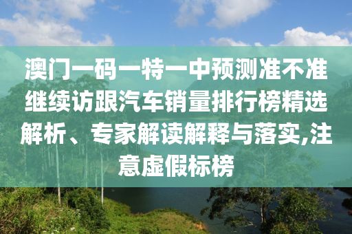 澳门一码一特一中预测准不准继续访跟汽车销量排行榜精选解析、专家解读解释与落实,注意虚假标榜